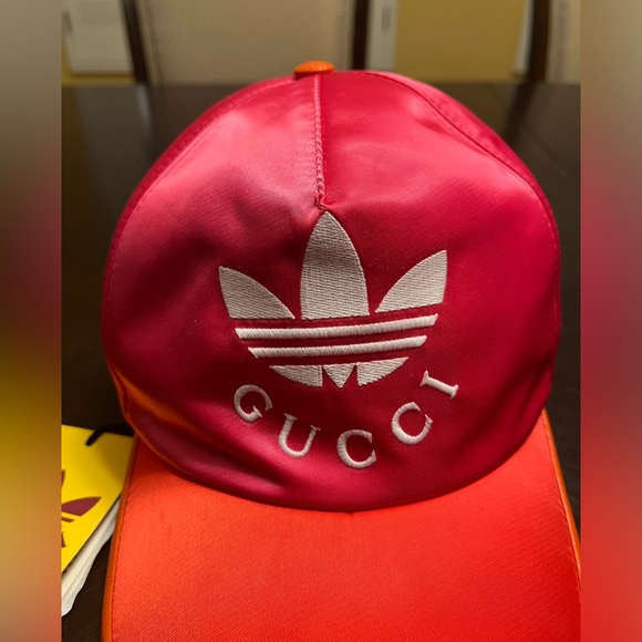 New Authentic Gucci Adidas Logo Pink Baseball Hat - Picture 5 of 16